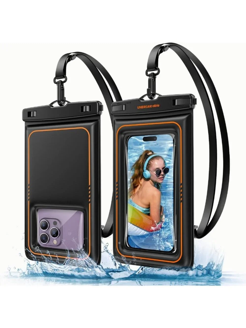 Waterproof Phone Pouch 2 Pack - Floating Case for Beach, Pool & Water Sports